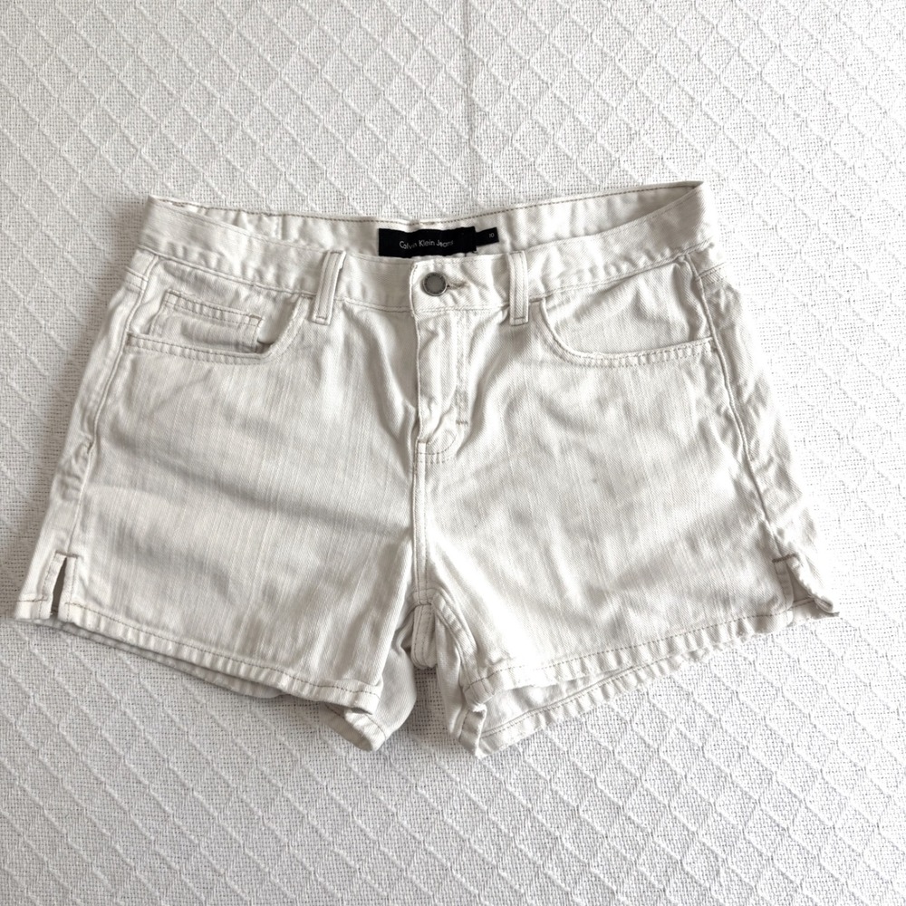 Calvin Klein Jeans Womens Size 10 Off White Cream Denim Shorts Cotton Casual